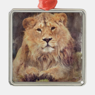 Lion Digital Painting Metal Tree Decoration