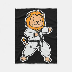 Lion Does Karate  Fleece Blanket