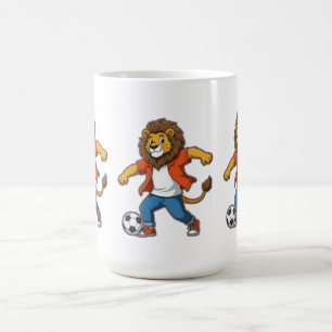 Lion Dribbling a Soccer Ball Power, Skill & Cham Coffee Mug