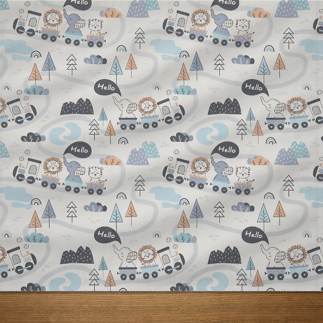 Lion Elephant Tiger Animal Train Adventure Fabric (Creator Uploaded)