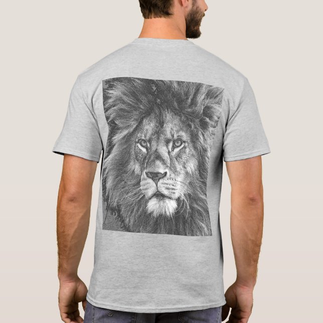 Lion Face Back Side Print Template Pop Art Mens T-Shirt (Back)