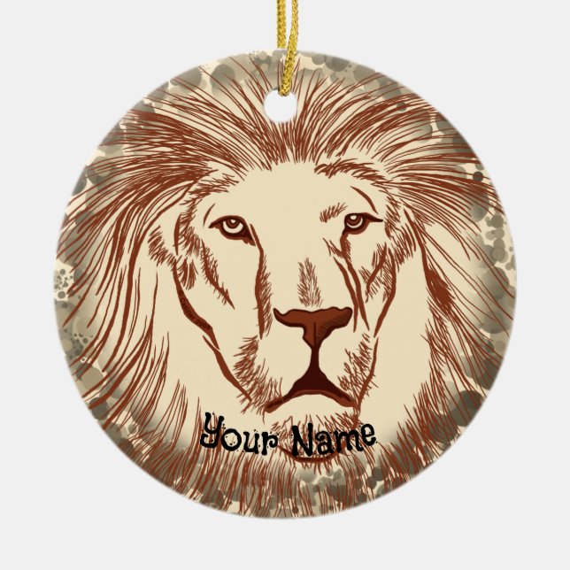 Lion Face  Ceramic Tree Decoration (Front)