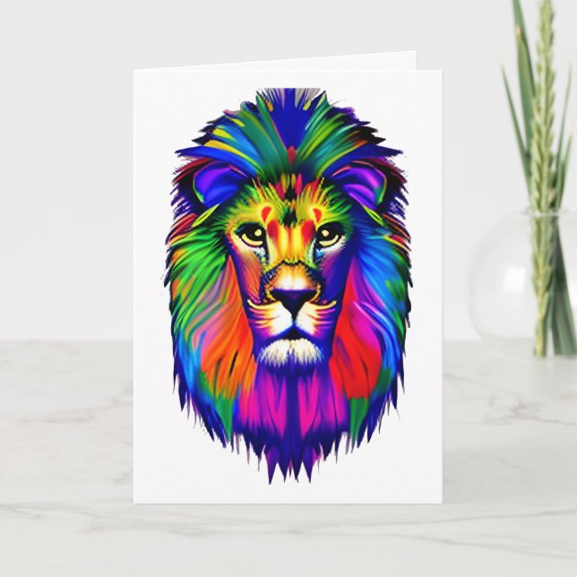 Lion Face Colourful Art Card (Front)
