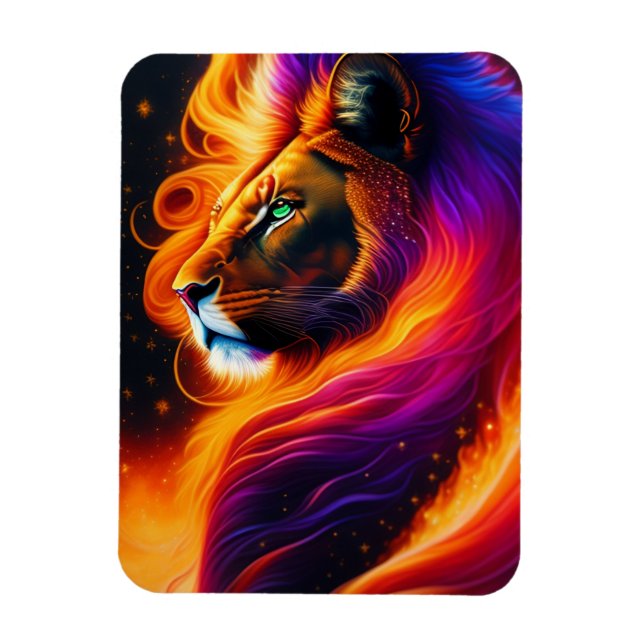 Lion Face Colourful Painting Art Magnet (Vertical)