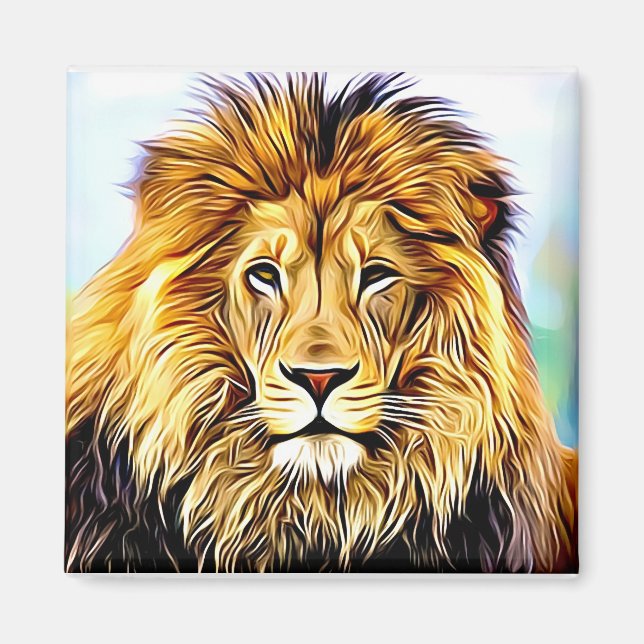 Lion face Digital painting Magnet (Front)