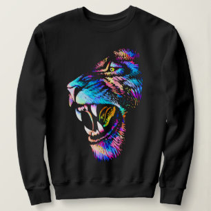Lion Face Drawing - Colourful Lion Sweatshirt