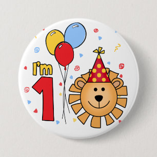 Lion Face First Birthday 7.5 Cm Round Badge