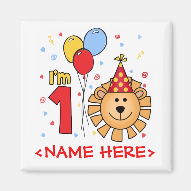 Lion Face First Birthday Magnet (Front)
