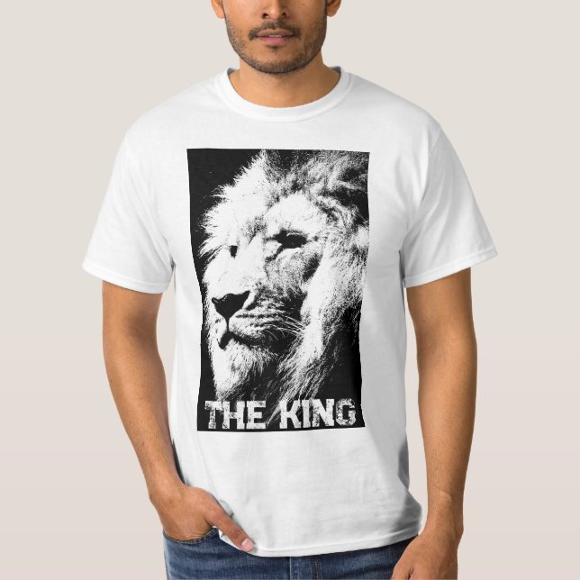 Lion Face King Elegant Modern Mens Template White T-Shirt (Front)