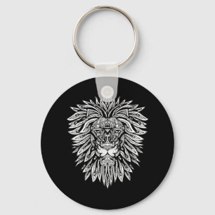 Lion Face Mandala Style Key Ring