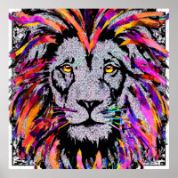 Lion Face Poster Print - Realistic Lion Drawings 