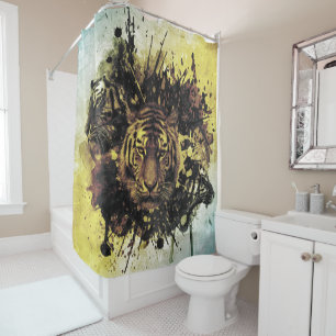 lion face shower curtain