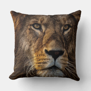 Lion Face, Square Cotton Throw Pillow