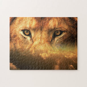 Lion Face - Sunset Art - Jigsaw Puzzle