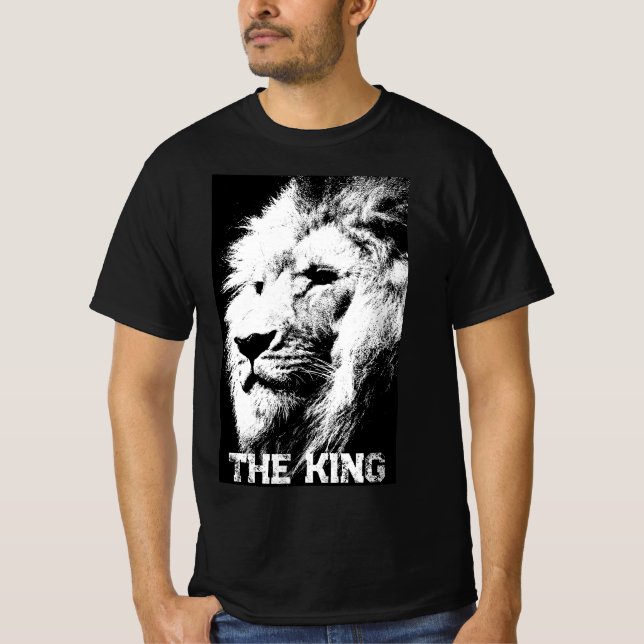 Lion Face Trendy Elegant Modern Black And White T-Shirt (Front)