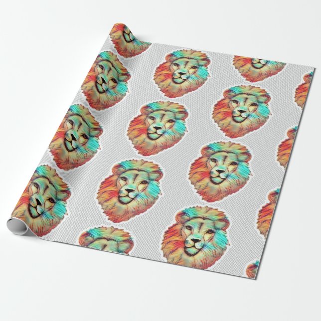 Lion Face Wrapping Paper (Unrolled)