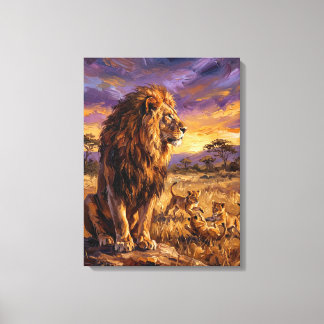 Lion Family at Sunset – Materic Fine Art Wildlife  Canvas Print