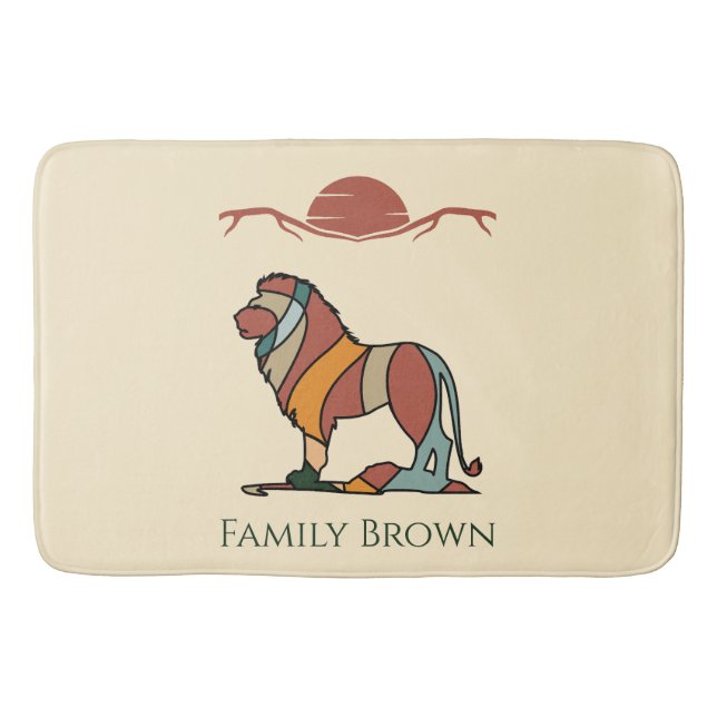 Lion Family Bath Mat | Personalised Name (Front)