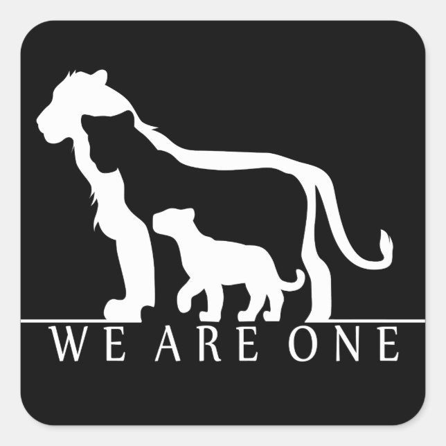 Lion Family (black version) Square Sticker (Front)
