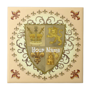 Lion Family Crest Surname Tile