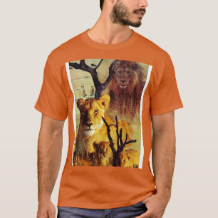 Lion family in savanna collage T-Shirt