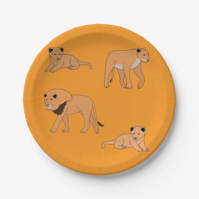 Lion Family Paper Plate (Front)