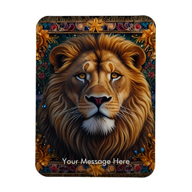 Lion fantasy color painting Wildlife Art Magnet (Vertical)