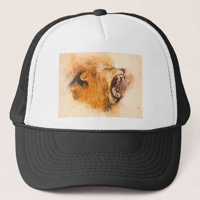 Lion Fierce Roar Splatter Trucker Hat (Front)