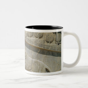 Lion fighting bull, relief east staircase Two-Tone coffee mug