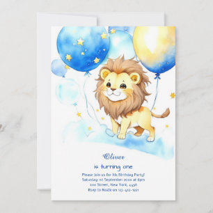 Lion First Birthday Invitation