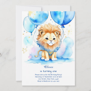 Lion First Birthday Invitation
