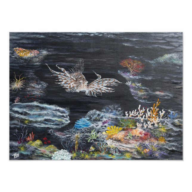 Lion fish painting on photo print (Front)