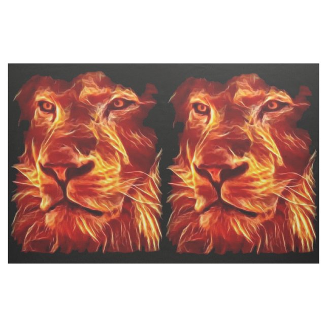 Lion Flame Fire on Black Fabric (Yard)