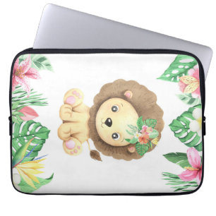 Lion Flower Watercolor Laptop Sleeve