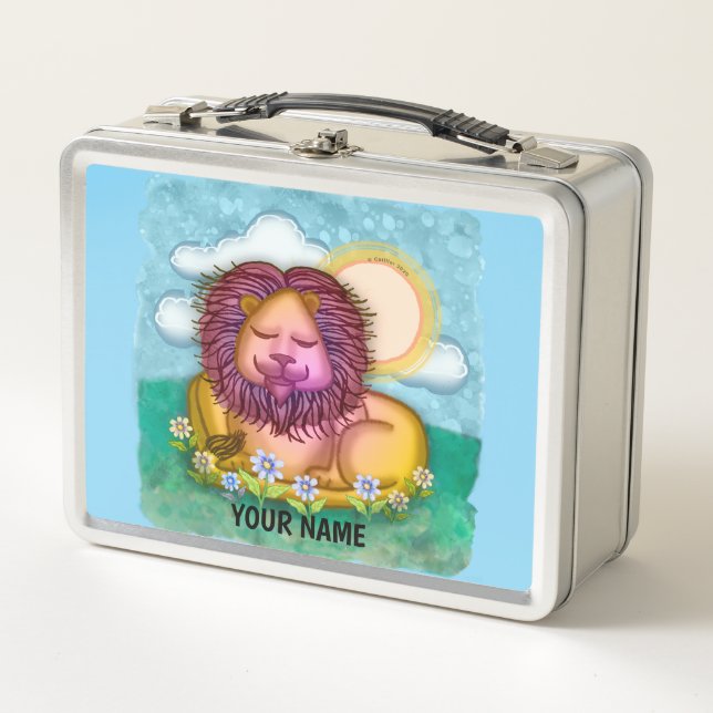 Lion Flowers Metal Lunch Box (Front)