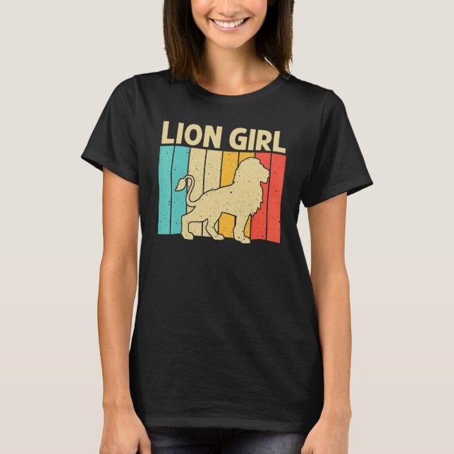 Lion For Girls Kid African Safari Zoo Animal Retro T-Shirt (Front)