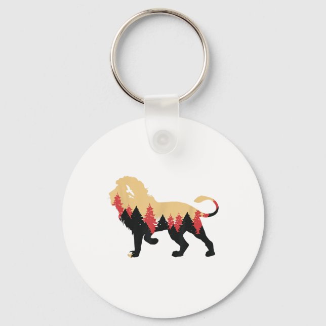 Lion Forest Trees Environmental Protection Nature  Key Ring (Front)