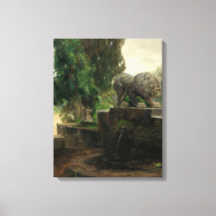 Lion Fountain in Rome (by H.A. Brendekilde) Canvas Print