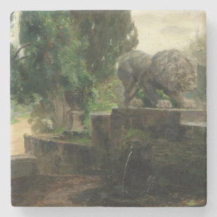 Lion Fountain in Rome (by H.A. Brendekilde) Stone Coaster