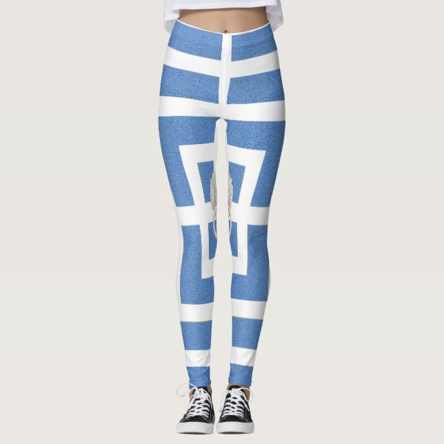 Lion Fret blue leggings (Front)