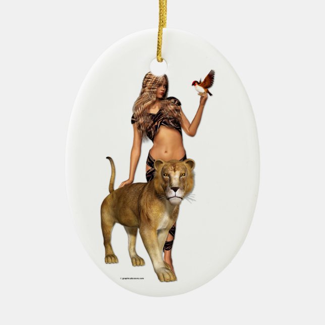 Lion Girl Ceramic Tree Decoration (Front)