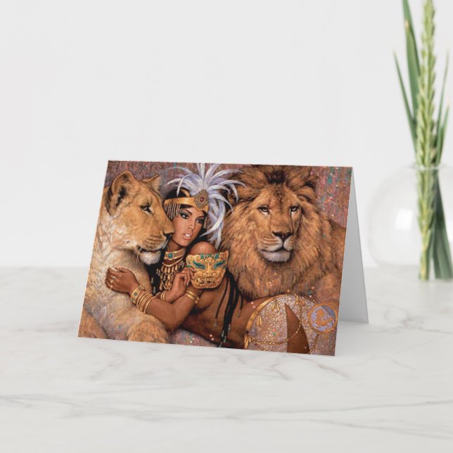 Lion Goddess Egyptian Princess Greeting Card (Front)