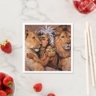 Lion Goddess Egyptian Princess Pillow Napkin