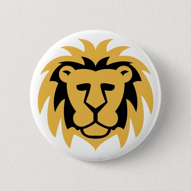 Lion Gold 6 Cm Round Badge (Front)