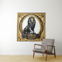 Lion gold and black ornamental frame