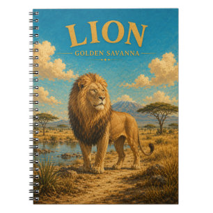 Lion Golden Savanna Watercolor GeoSaga Notebook