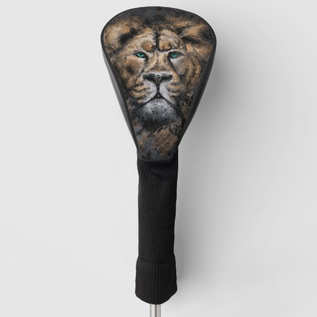 Lion Golf Head Cover Modern Style Painting (Front)