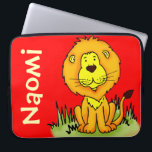 Lion graphic first name red kids laptop case<br><div class="desc">Fun lion kids laptop case perfect for a big cat animal lover. A great gift for a child to take to lion taming practice, sports and after school clubs. Case reads: “Naomi” or personalise this case with the name of your choice. (***Please note some names will not always fit due...</div>