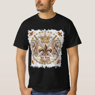 Lion Griffin Shield Family Crest Surname  T-Shirt