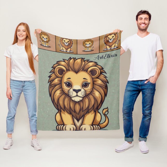 Lion Group Print  Fleece Blanket (In Situ)